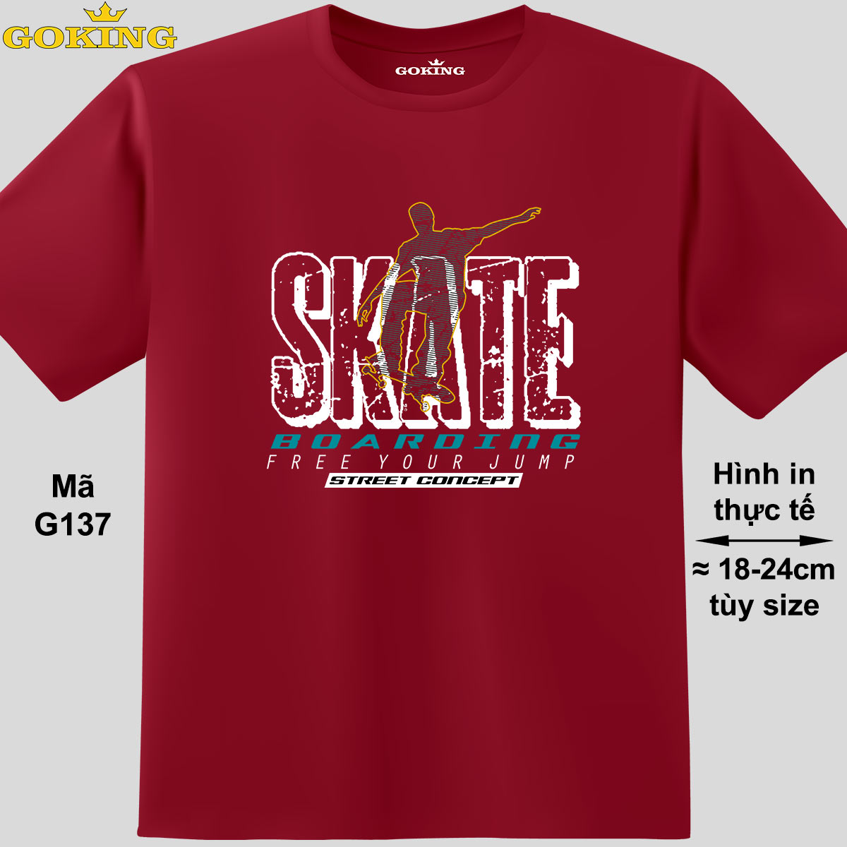 SKATE BOARDING, free your jump, mã G137. Áo thun nam nữ in siêu đẹp. Áo phông thoát nhiệt GOKING hàng hiệu cao cấp