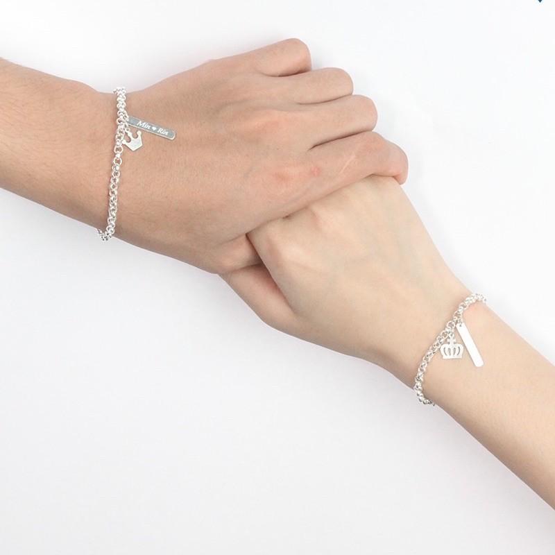 Lắc tay đôi bạc, vòng tay cặp nam nữ bạc ta sáng đẹp, trang sức Minh Thoa Jewelry