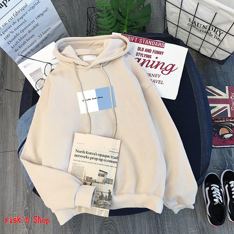 Áo hoodie lót nỉ hình vuông