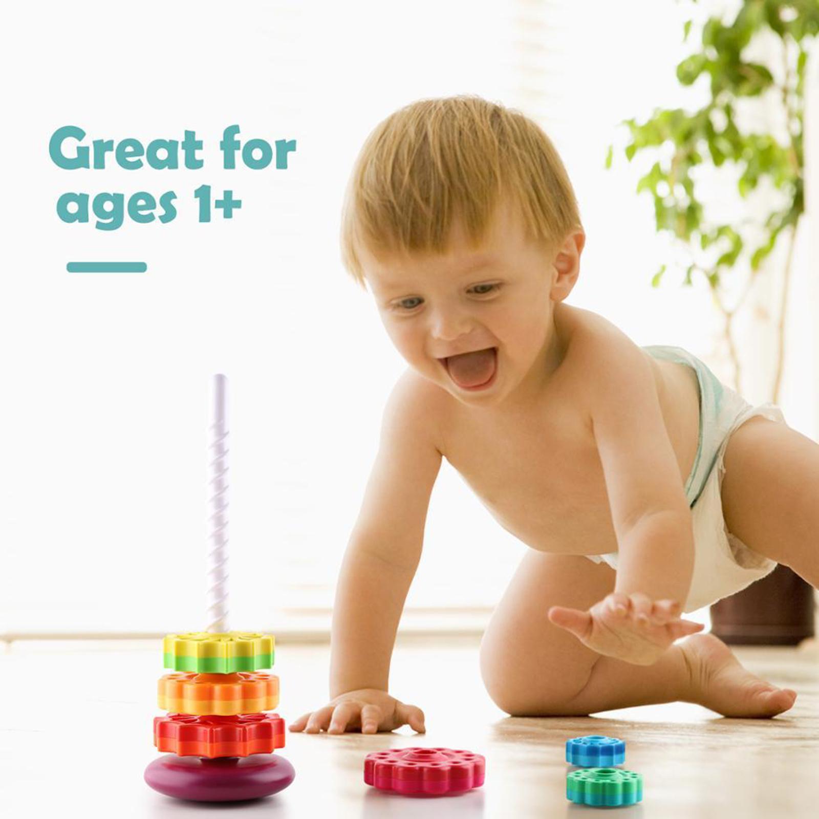 Plastic Rainbow Stacking Toy Shape Color Recognition Building Blocks