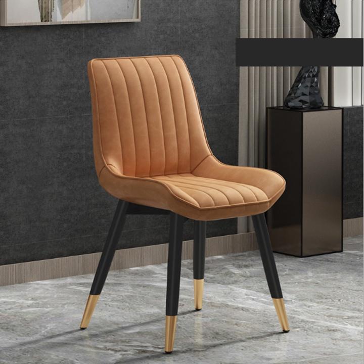 Ghế ăn bọc da LOFT kiểu dáng kẻ sọc chân mạ kim loại chống ghỉ chống xước