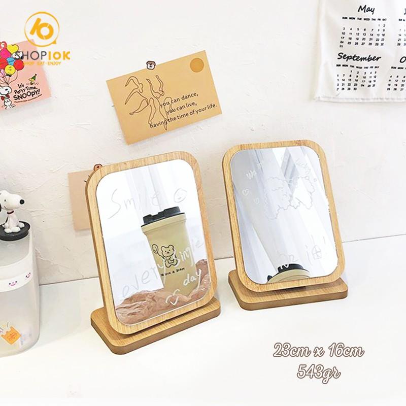 Gương gỗ để bàn cute, gương gỗ trang điểm Hàn Quốc siêu xinh - SP004016