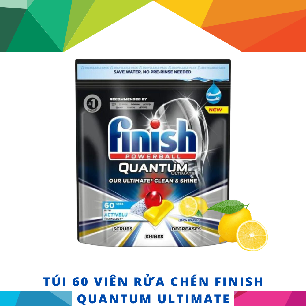 Viên Rửa Chén Bát Finish Powerball Quantum Ultimate 60 viên/túi