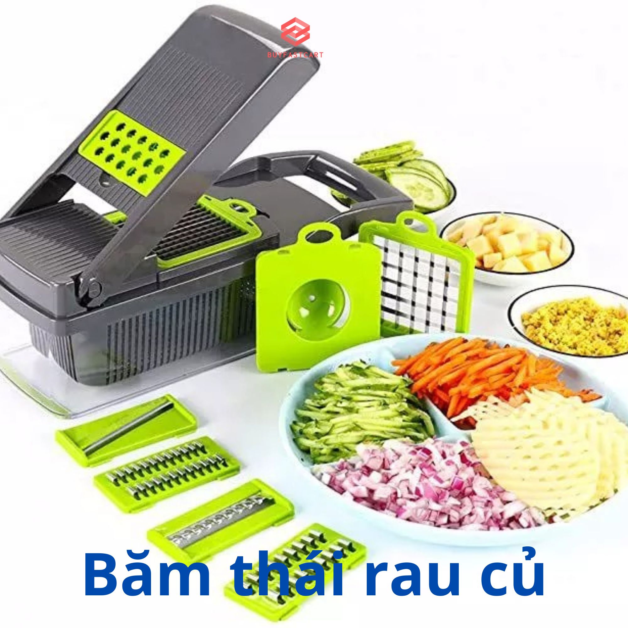 Dụng cụ thái lát, bào sợi, băm nhỏ rau củ đa năng 12 trong 1 Buyfastcart K1 - Hàng chính hãng