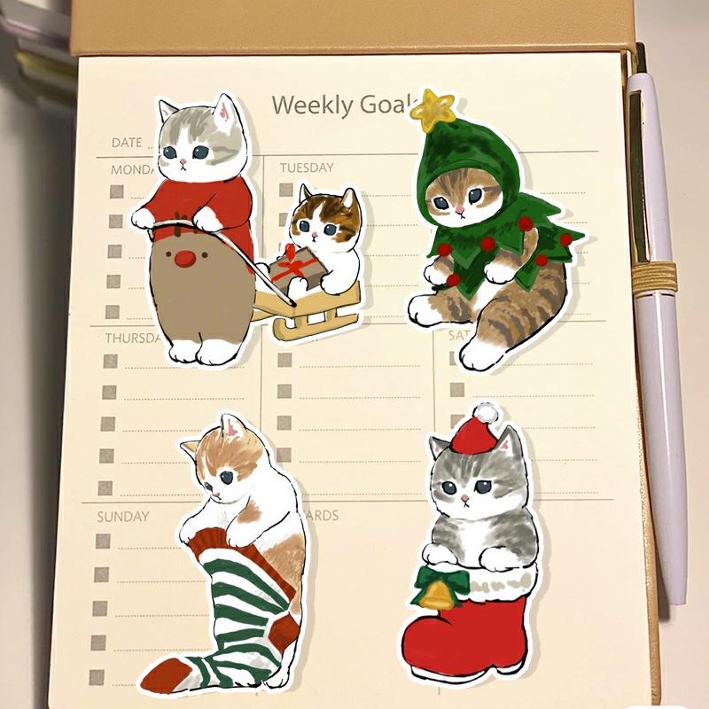 Sticker mèo đáng yêu chống thấm nước dán mũ bảo hiểm guitar ukulele điện thoại laptop chủ đề cute kitten