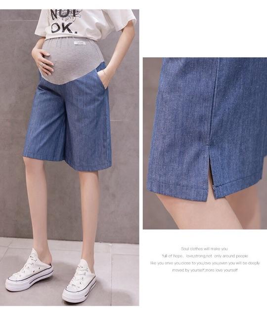 Quần short lửng jeans mỏng cho mẹ bầu