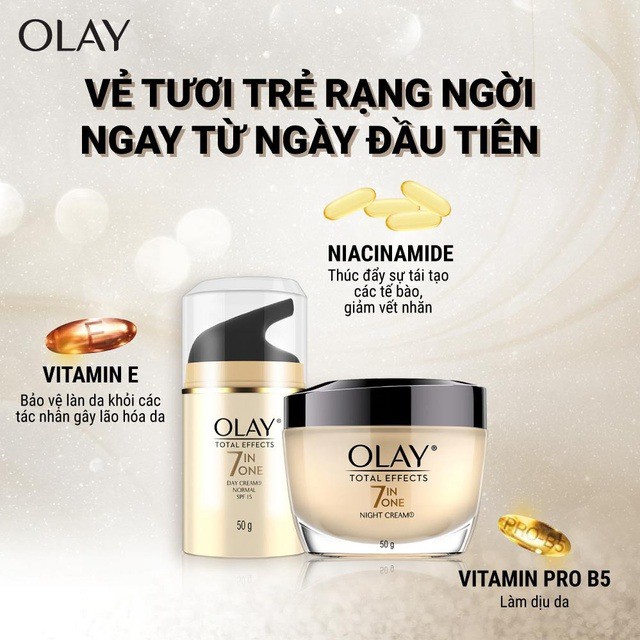 Combo Kem Dưỡng Da Ban Ngày và Ban Đêm Olay Total Effects 50g