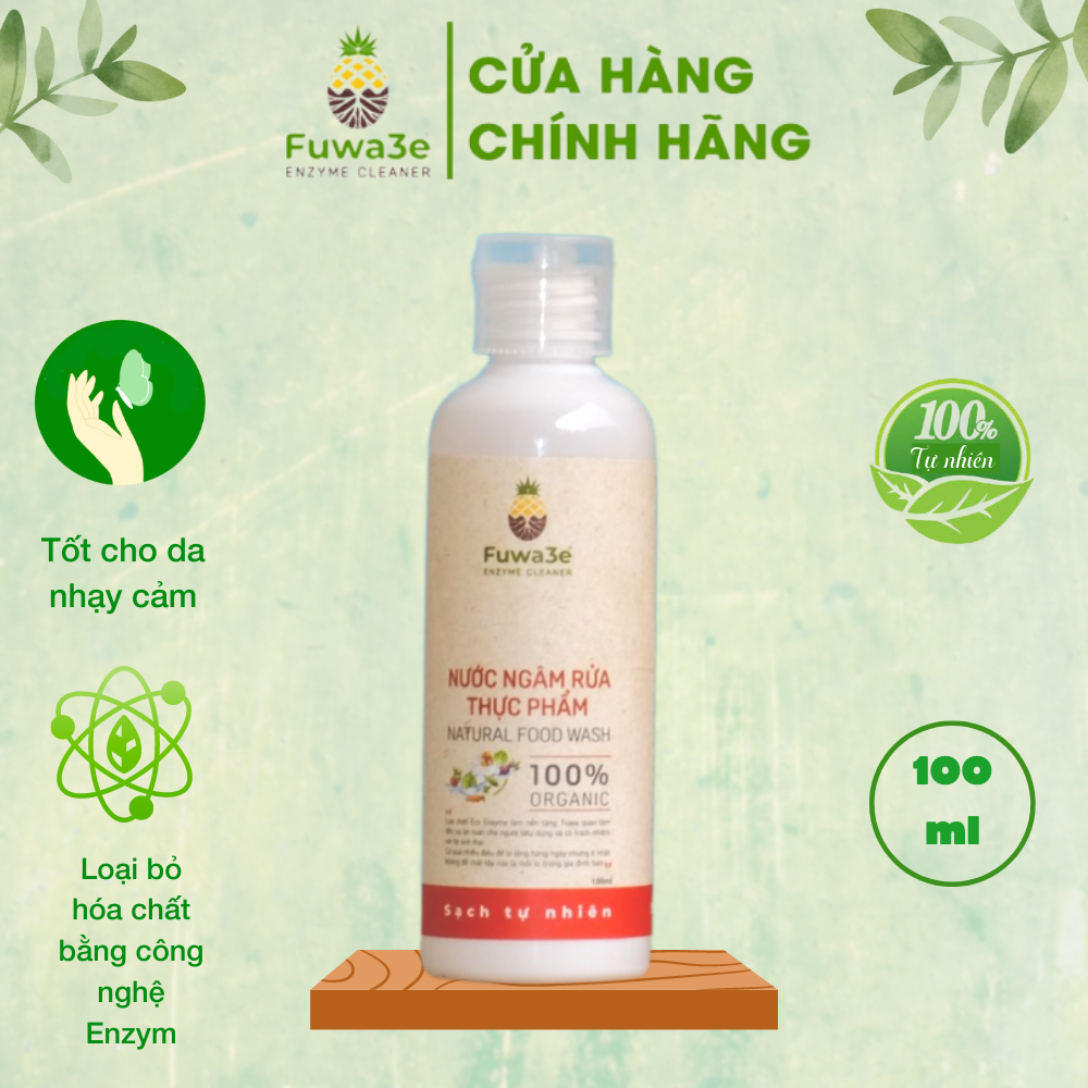 Nước ngâm rửa thực phẩm Fuwa3e hữu cơ organic khử mùi loại bỏ thuốc sâu chất bẩn 100ml