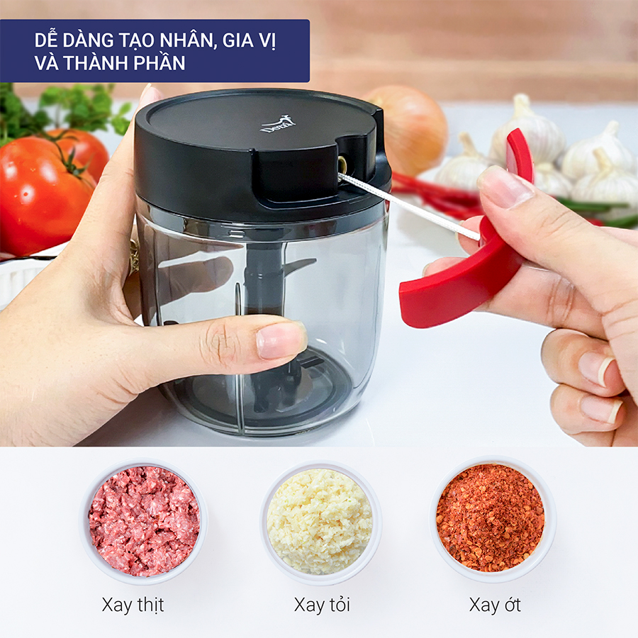 Dụng cụ xay tỏi ớt 520ml DZA328R Dozzi (Hàng chính hãng)