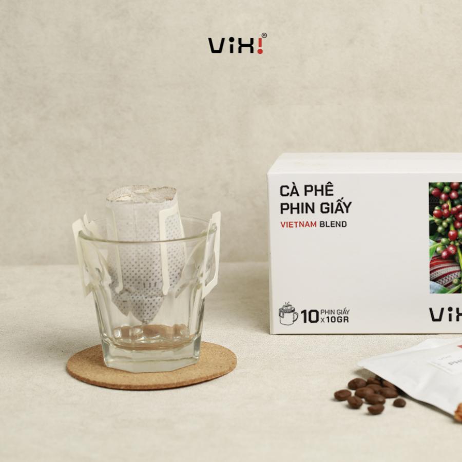 Cà phê Blend phin giấy nguyên chất tiện lợi rang mộc ViXi hộp 100g