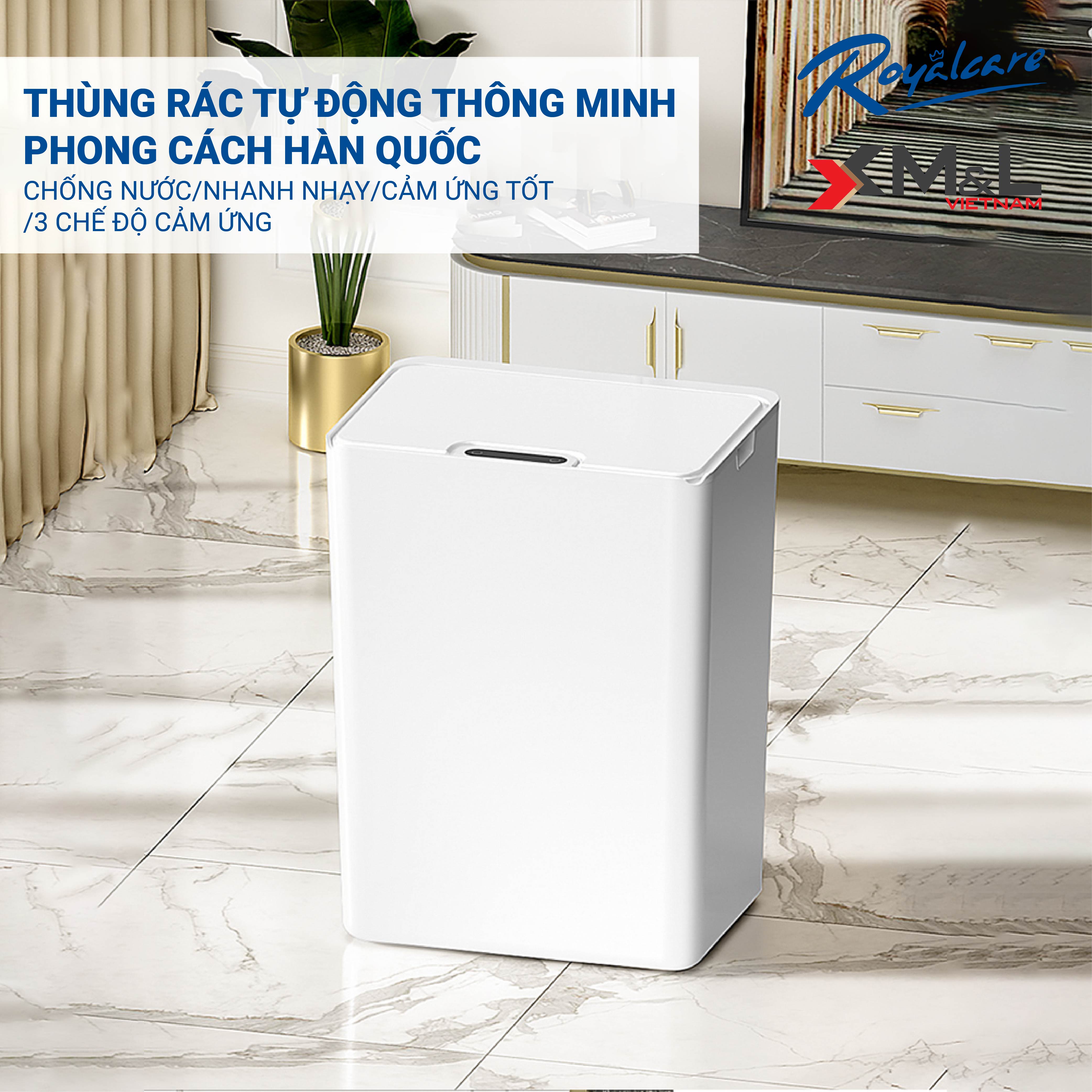 Thùng rác thông minh cảm ứng tự động M&amp;L-FH-2 phong cách Hàn Quốc