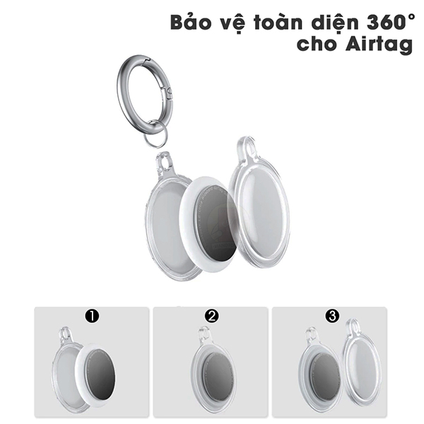 Bao Case Vỏ Bảo Vệ Silicone TPU Trong Suốt Handtown cho Apple AirTag- Loại Bảo Vệ Chống Sốc 2 Mặt Hàng Chính Hãng