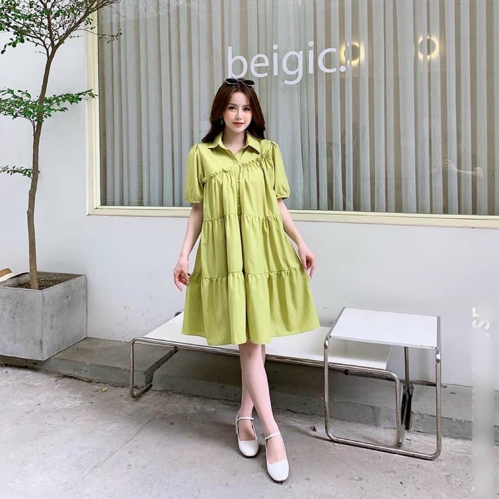 Váy bầu cao cấp siêu sangđầm bầu sơ mi mát mềm mịn thấm hút mồ hôifree size 43~70kg