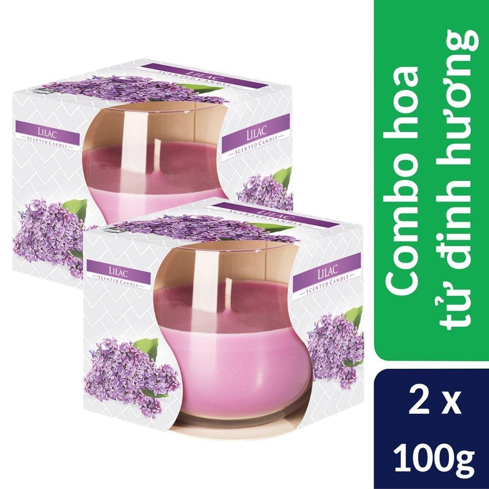 Combo 2 ly nến thơm tinh dầu Bispol Lilac 100g - hoa tử đinh hương, nến trang trí, thơm phòng, thư giãn, khử mùi