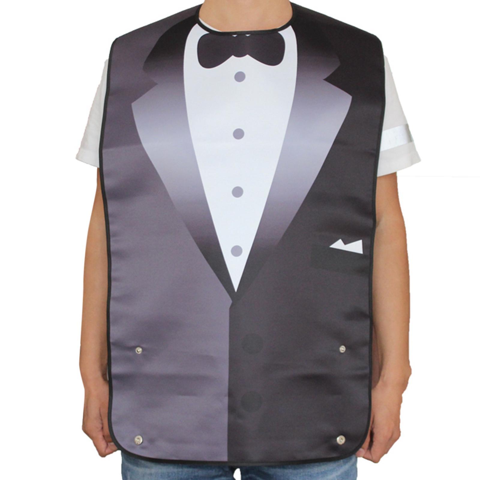 2X Adult PVC Printing Cotton Cloth Adjustable Bib for Men Patients