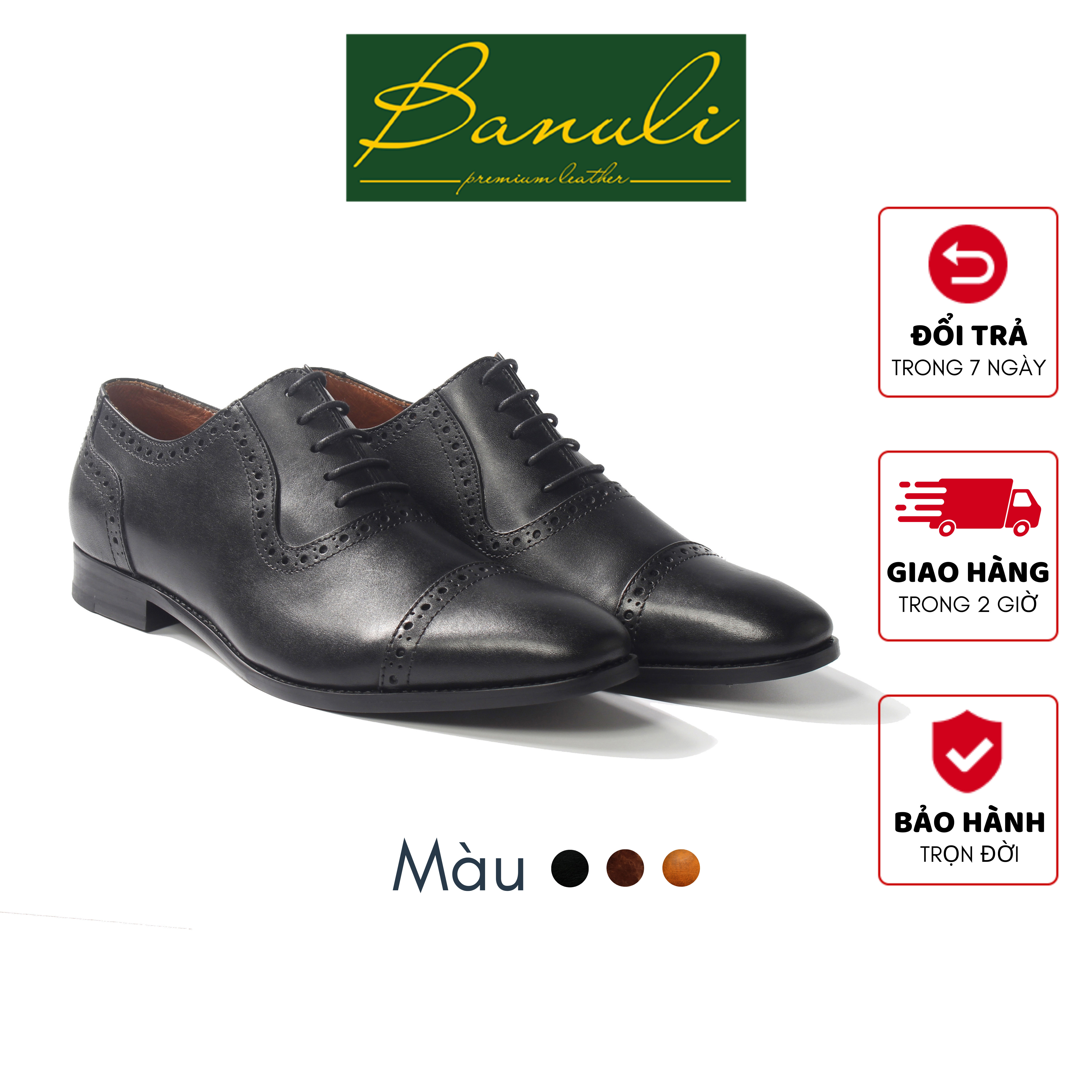 Giày Tây Công Sở Banuli Nam Brogue Oxford H1CO2M1