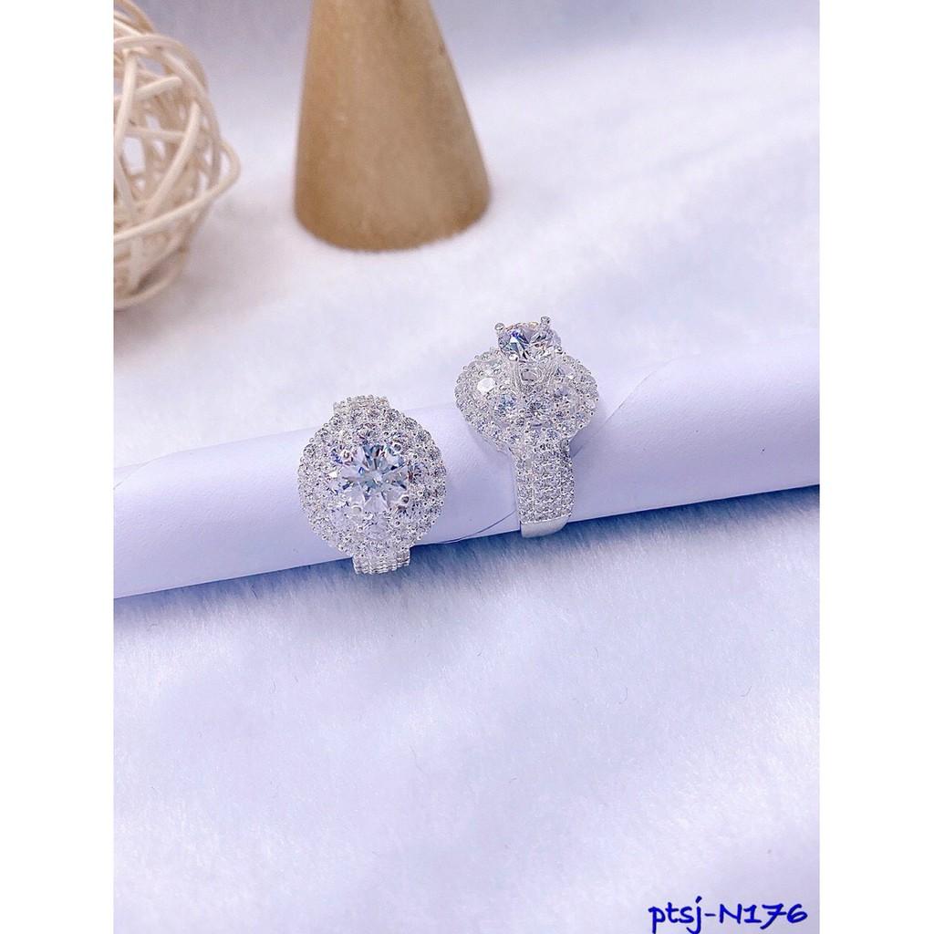 Nhẫn nữ bạc PJ nguyên chất đính đá N176 Freesize