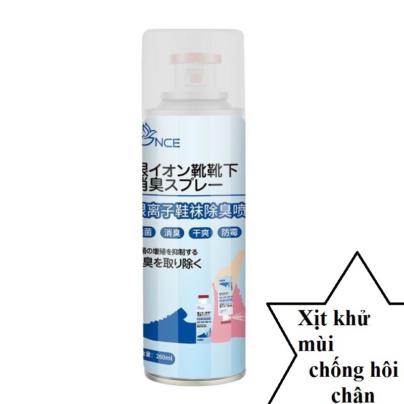 Bình Xịt Khử Mùi Giày Công Nghệ NANO BẠC bình sịt Mùi Dịu Nhẹ 260ml khử Mùi Hôi Giày Dép Chân Tủ Giày