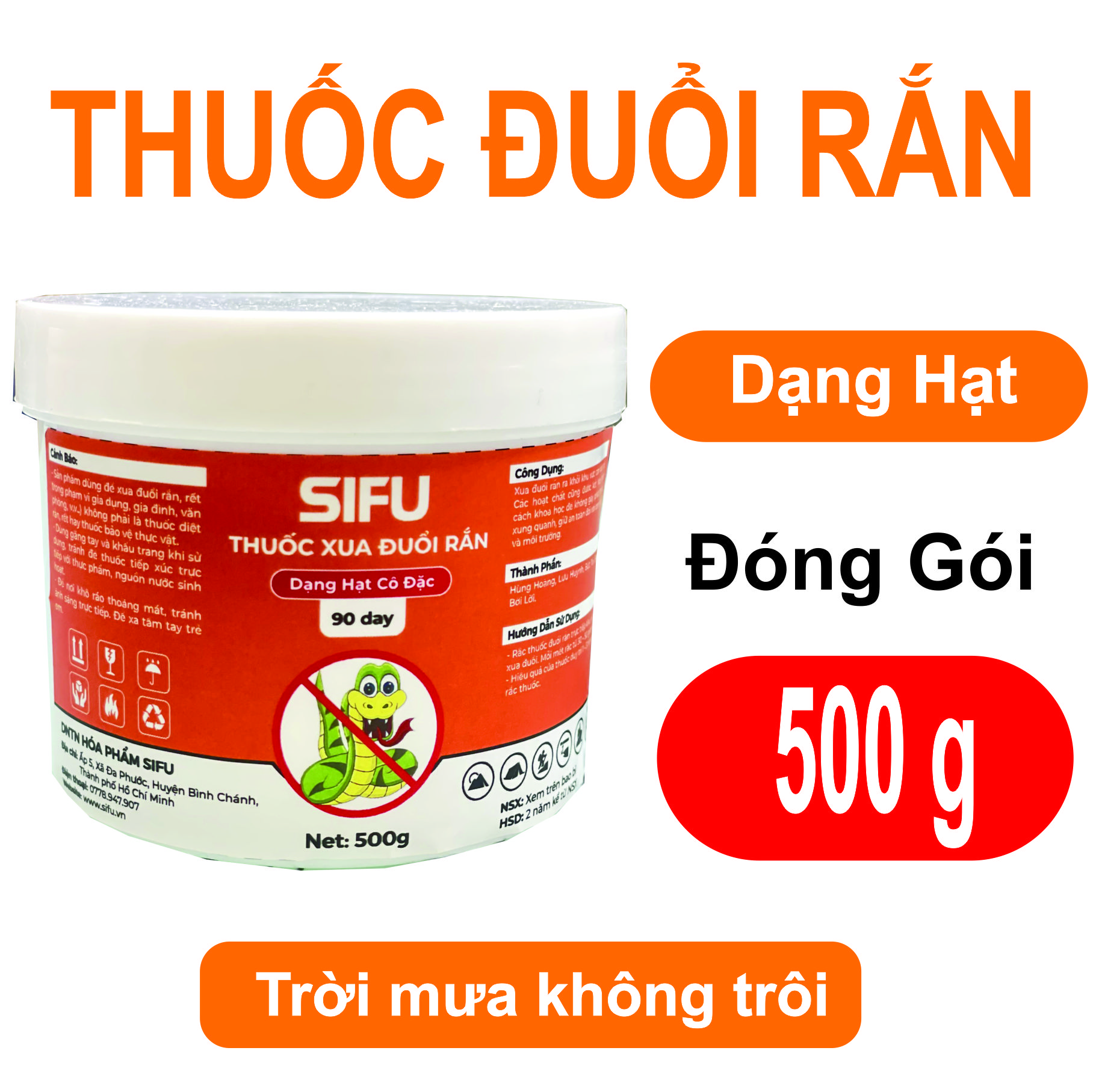 Thuốc Xua Đuổi Rắn Sifu Snake (Dạng Hạt) - Hộp 500g - Không Bị Trôi Khi Trời Mưa