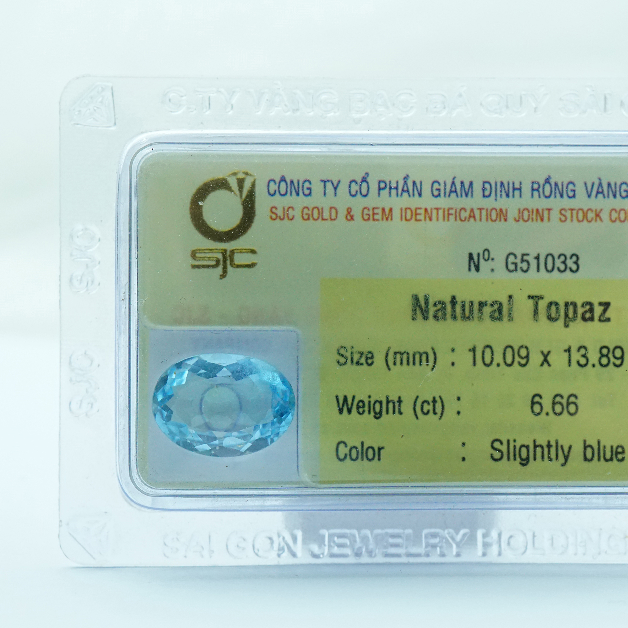 Viên đá Topaz kiểm định tự nhiên mài giác oval - 51033