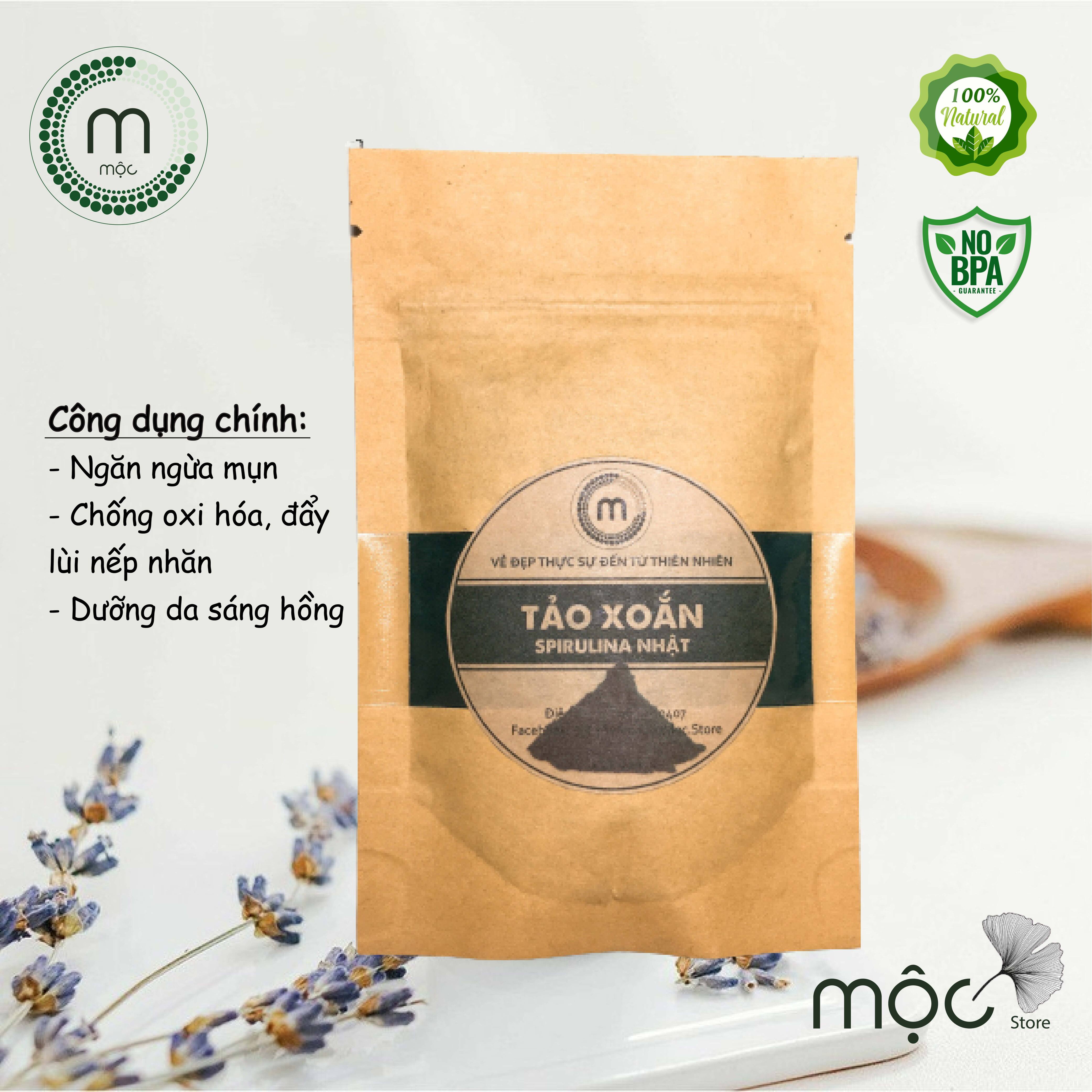 Bột Tảo Xoắn Spirulina Nhật Bản đắp mặt handmade nguyên chất từ thiên nhiên gói 30g dùng thử