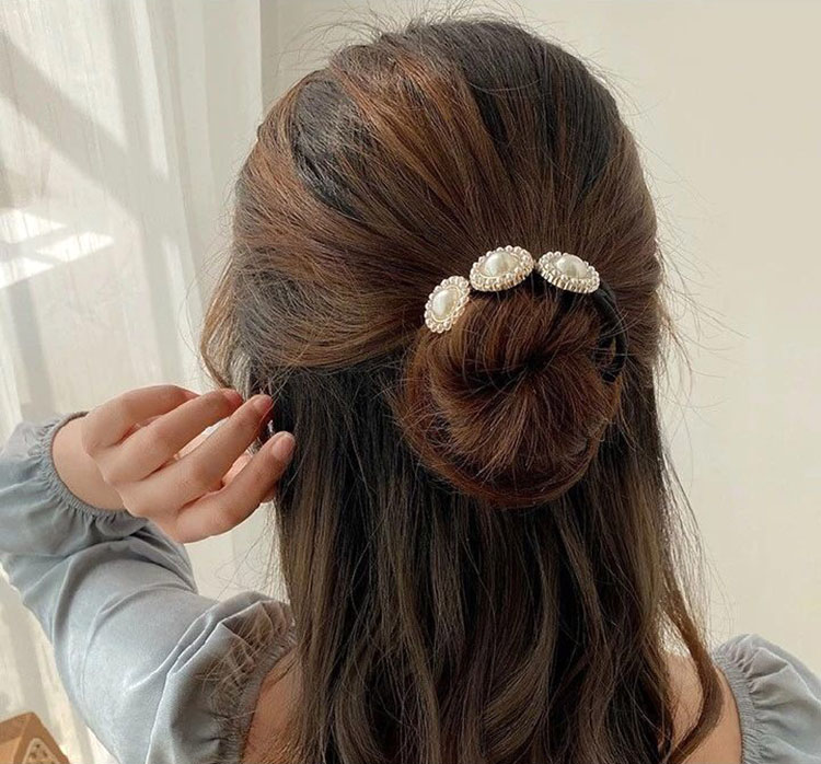 Kẹp búi tóc, kẹp tóc Hàn Quốc quấn tóc đính ngọc trai phong cách Hotgirl cực đẹp SC25