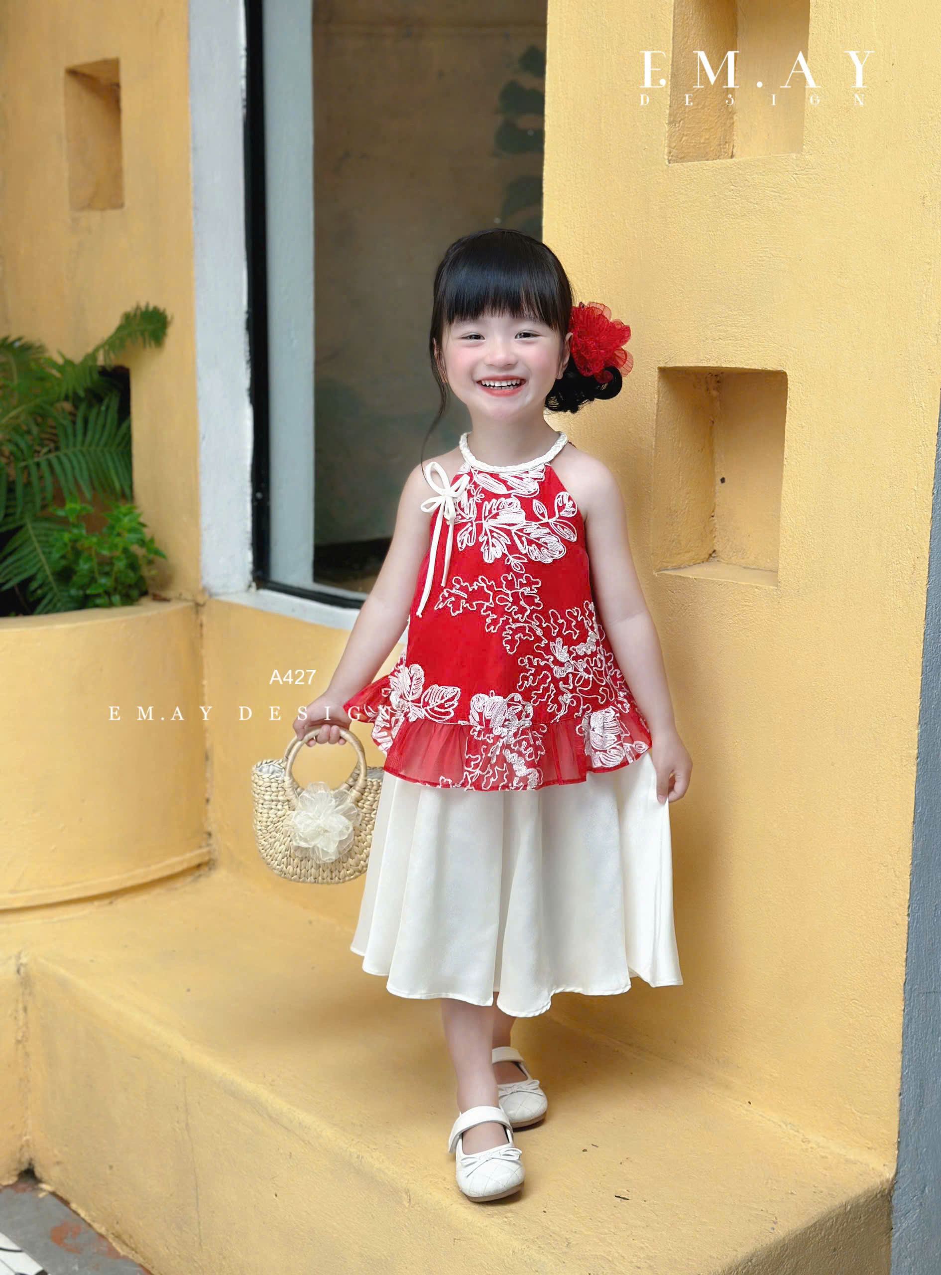 Set áo yếm cô Tấm cho bé gái đi chơi lễ tết noel giáng sinh năm mới biểu diễn đẹp chất lụa mát