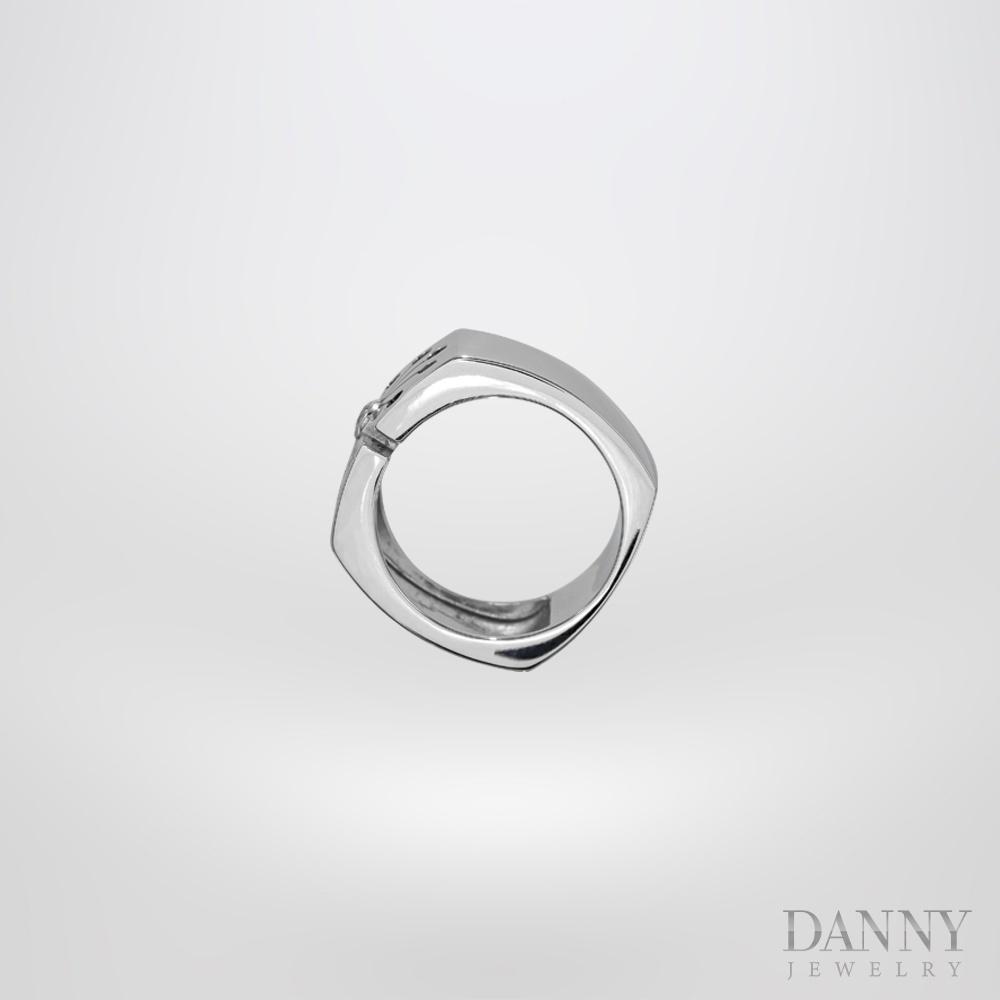 Nhẫn Nam Danny Jewelry Bạc 925 Xi Bạch Kim Đính Đá CZ Hoạ Tiết Bồ Công Anh KI0G0001