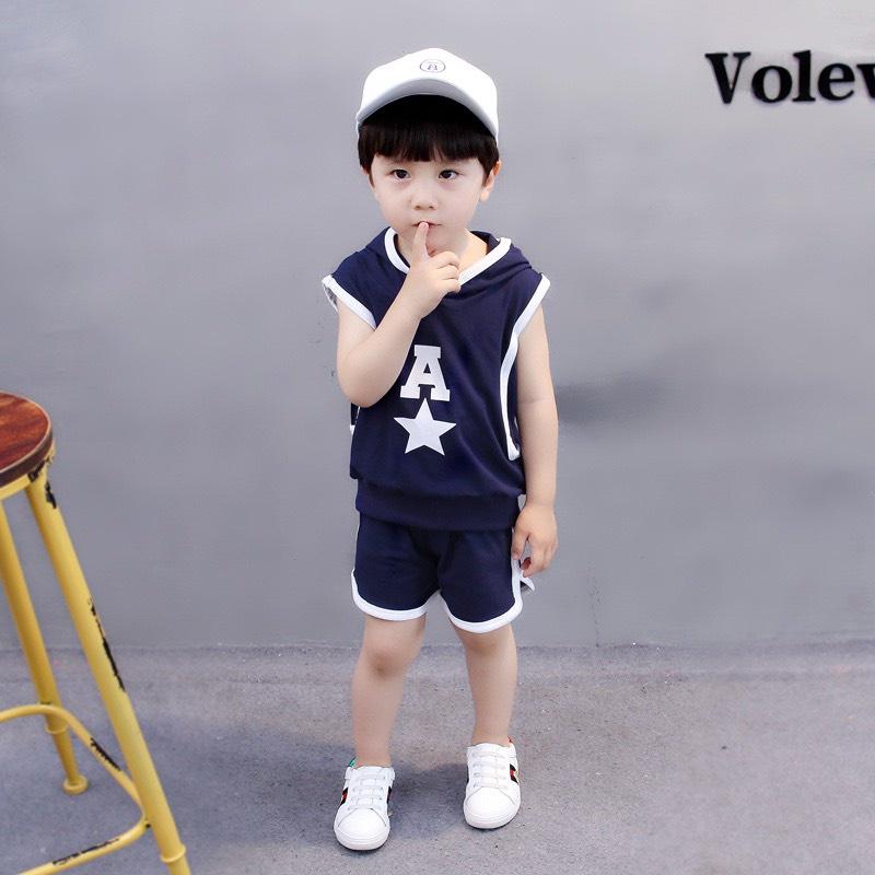 Đồ Bộ Cho Bé Trai Bộ Sát Nách In Ngôi Sao Chất Cotton Cao Cấp