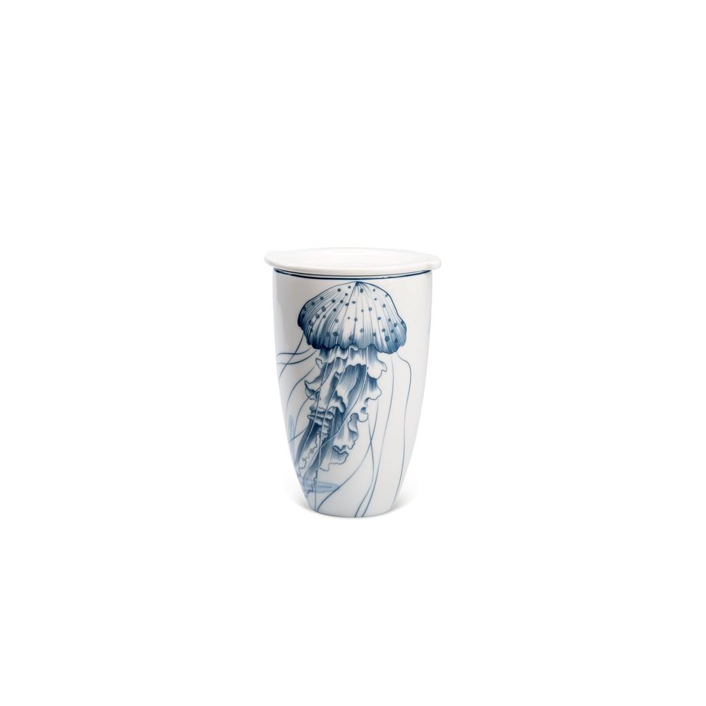 Ly sứ dưỡng sinh Minh Long 0.48 L - Đại Dương có nắp dùng để uống trà, cafe kiểu dáng sang trọng,cao cấp, giữ nhiệt tốt
