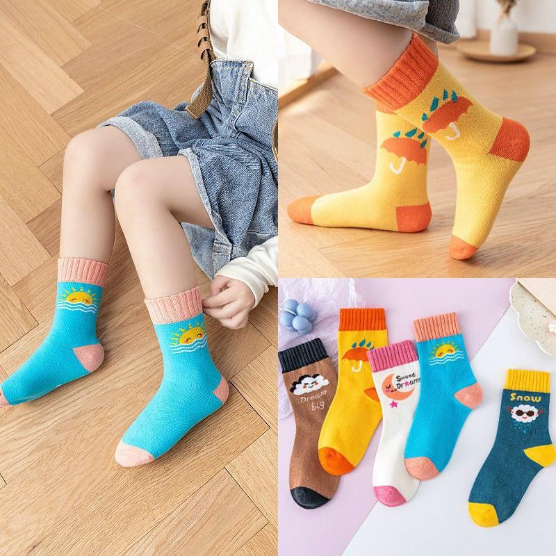 Set 5 Đôi Tất, Vớ Cao Cổ, Chất Liệu 100% Cotton Cao Cấp, Thoáng Khí, Kháng Khuẩn, Họa Tiết Hoạt Hình, Cho Bé 1-5 Tuổi