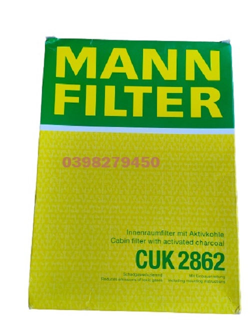 LỌC GIÓ ĐIỀU HÒA MANN FILTER CHO VM GROUP CUK2862 (MÃ: 1J0 819 644; 1J0 819 644 A; JZW 819 653)