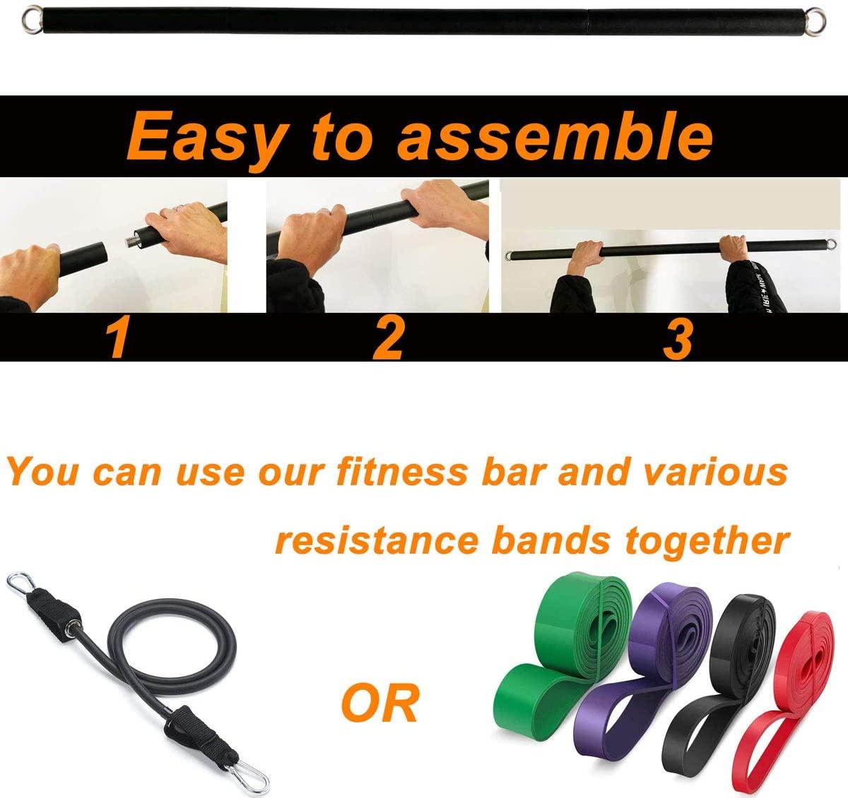 Thanh tập luyện phù hợp với tất cả các dải điện trở với clip băng tay di động thanh tập thể dục cho tập thể dục tập thể dục tại nhà Color: bar and 250lbs-19pcs