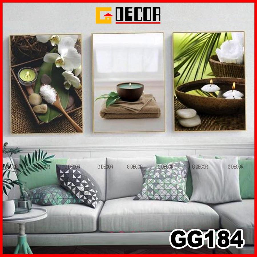 Tranh treo tường canvas 3 bức phong cách hiện đại Bắc Âu 184, tranh trừu tượng trang trí phòng khách, phòng ngủ, spa