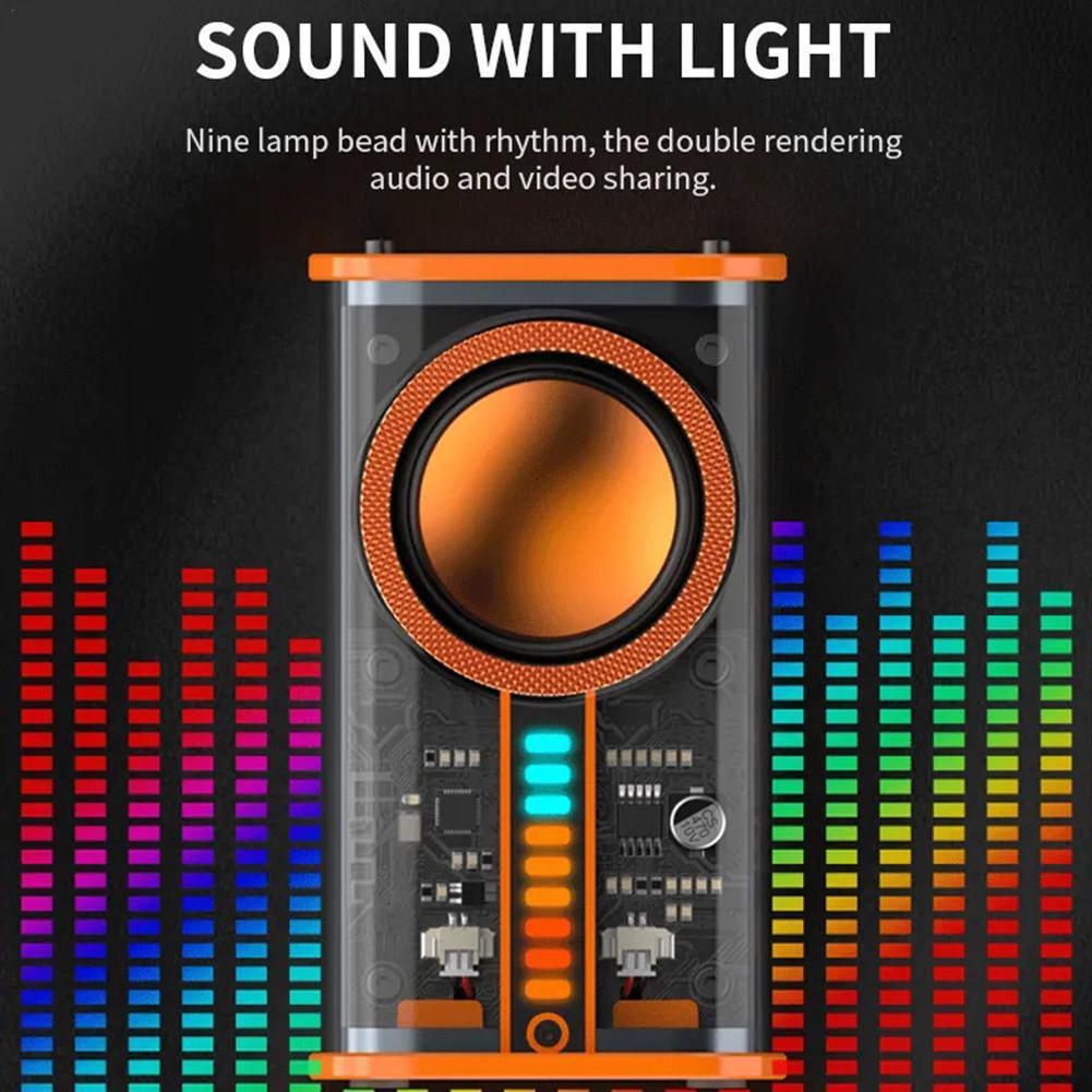 K07 loa bluetooth di động trong suốt MECHA Audio không dây 5W Type-C với âm thanh Nhịp điệu âm thanh Hộp âm thanh SIBWEO Color: Black Woofer Size/Full-Range Size: 2 PCS