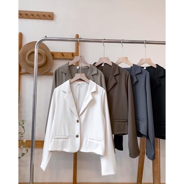 Áo khoác blazer nữ cổ gập dài tay 2 cơi túi 76a38 by germe