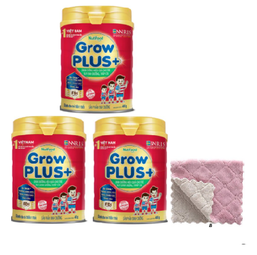 COMBO 03 Hộp Sữa Bột Grow Plus 900g -Tặng ngay khăn lau đa năng