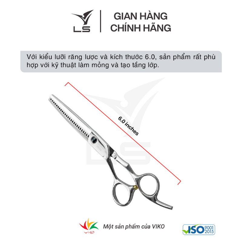 Kéo tỉa tóc LS T3226L tỷ lệ rơi tóc 15-20% quai offset vênh đỡ ngón cố định -tặng bao da và bộ vệ sinh kéo