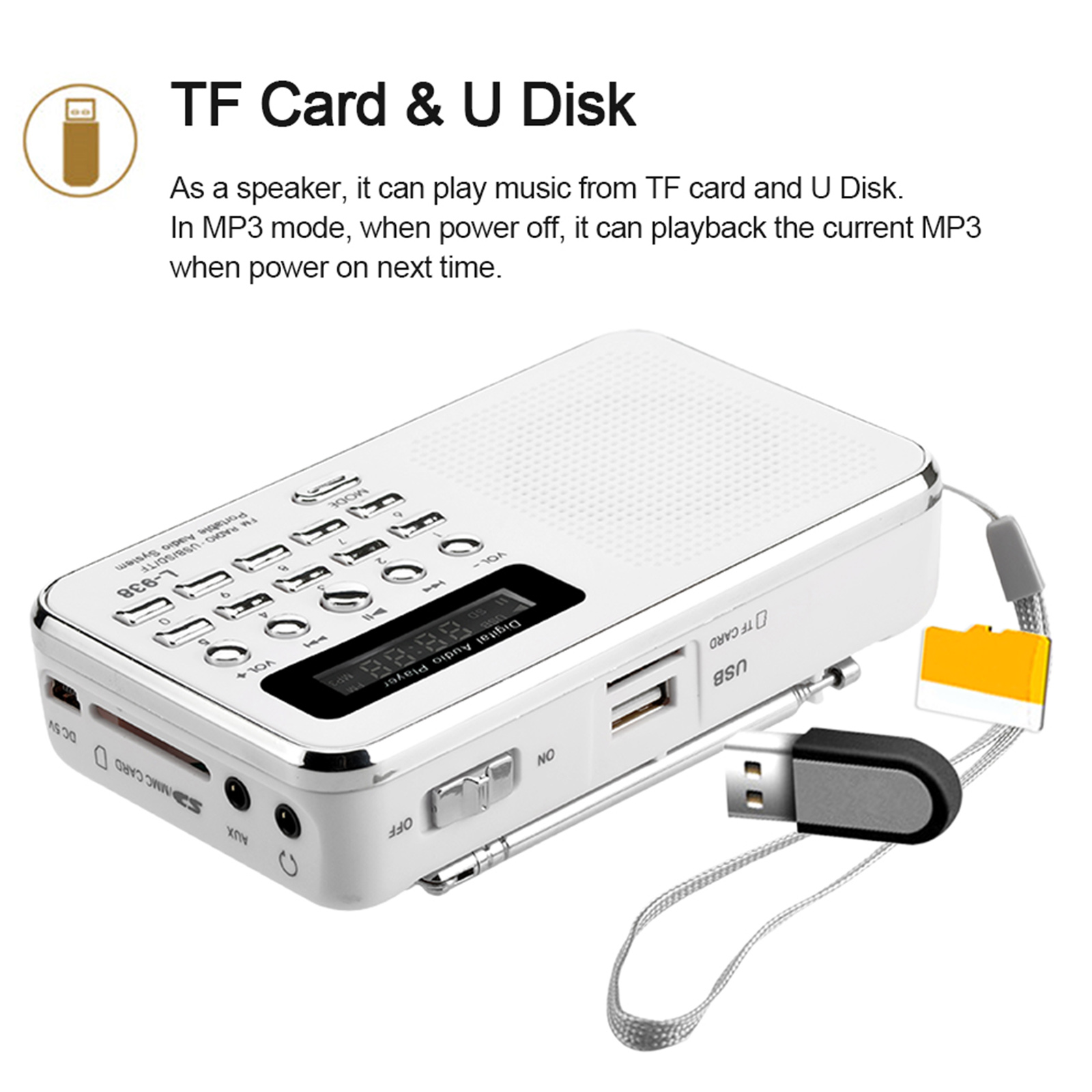 Loa Âm Thanh Nổi Kỹ Thuật Số 3W L-938 Đài FM Mini Chất Lượng Âm Thanh Trung Thực Cao Với Màn Hình 1,5 Inch