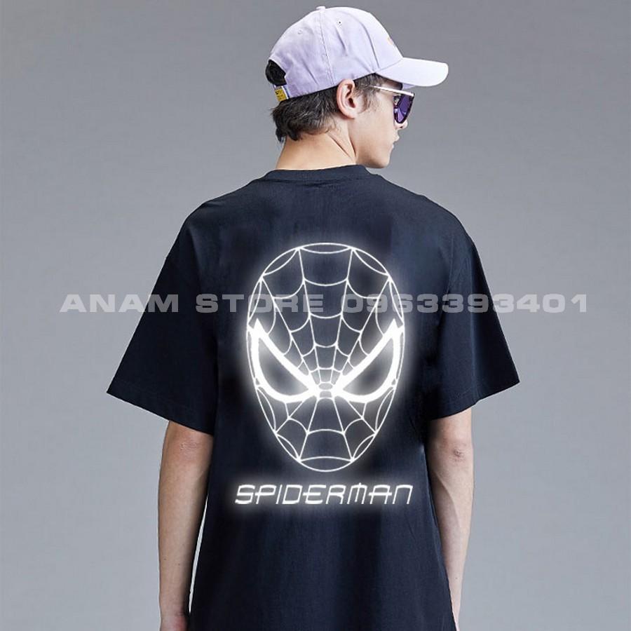 Áo thun phản quang tay lỡ Nam Nữ Spiderman