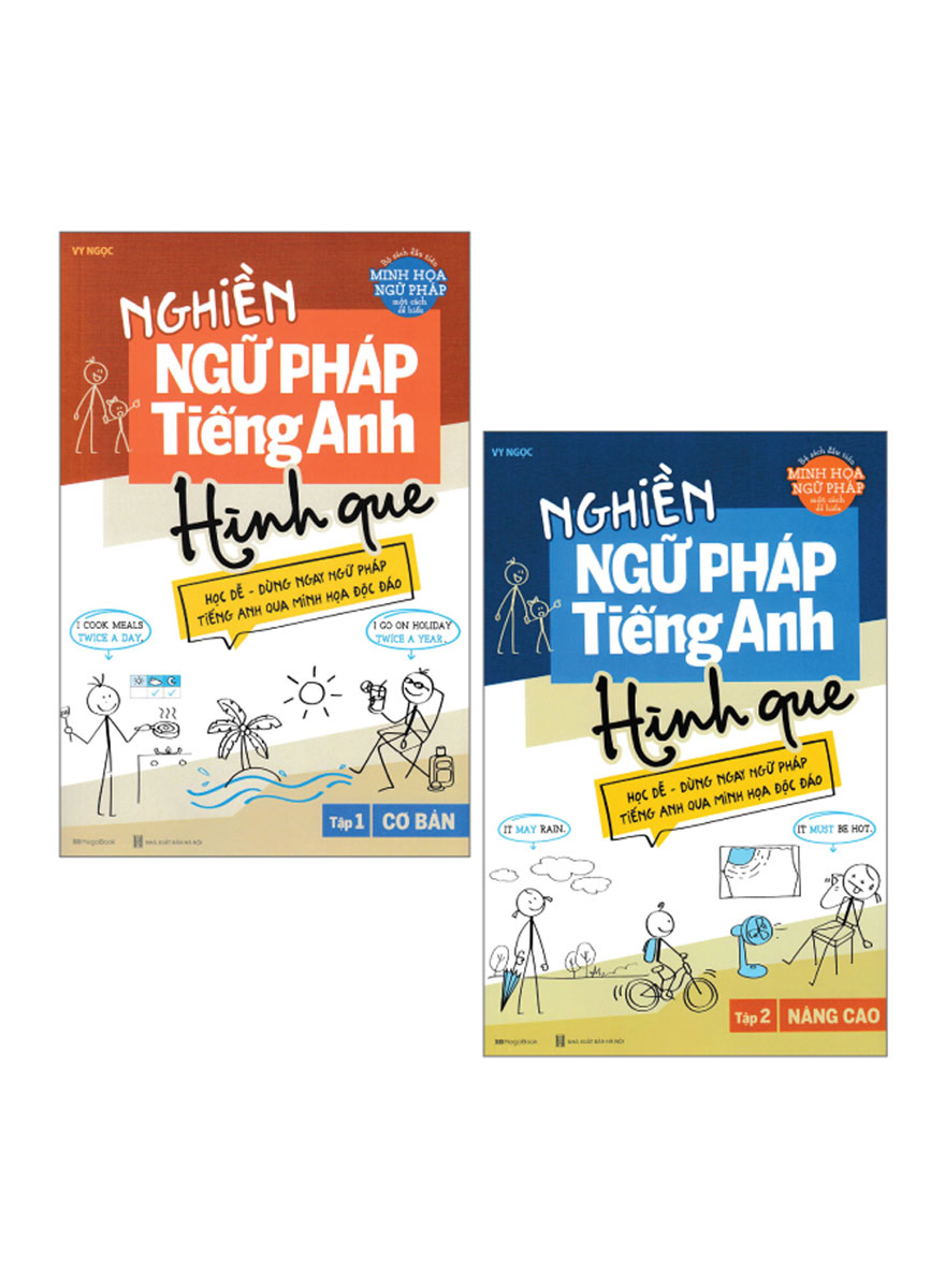 Combo Nghiền Ngữ Pháp Tiếng Anh Hình Que - Tập 1: Cơ Bản + Tập 2: Nâng Cao (Bộ 2 Cuốn)_MEGABOOK