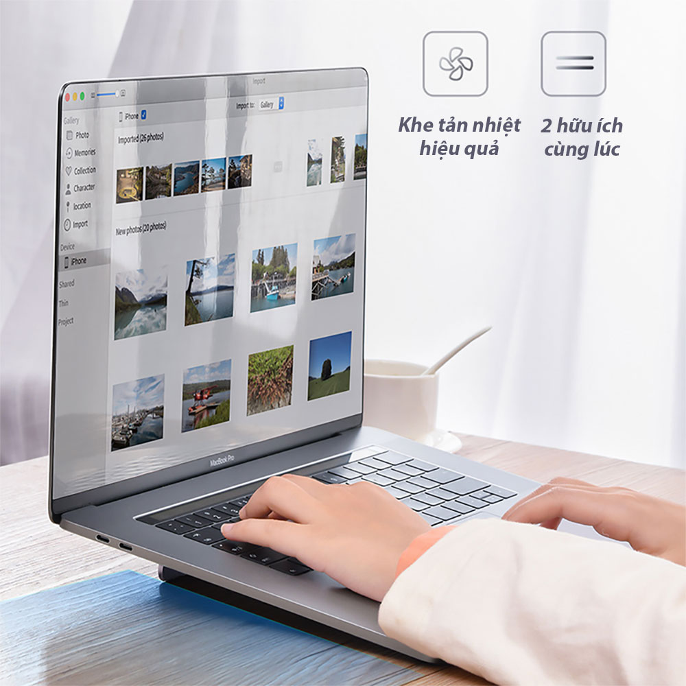 Giá Đỡ Laptop, Chân Đế Di Động Hộp Kim Nhôm Baseus Papery Notebook Holder Dạng Gập Gọn Và Nhẹ Có Một Góc Nghiêng 8 Độ, Sử Dụng Từ 11.6-17 Inch Dành Cho Tất Cả Macbook / Laptop - Hàng Chính Hãng
