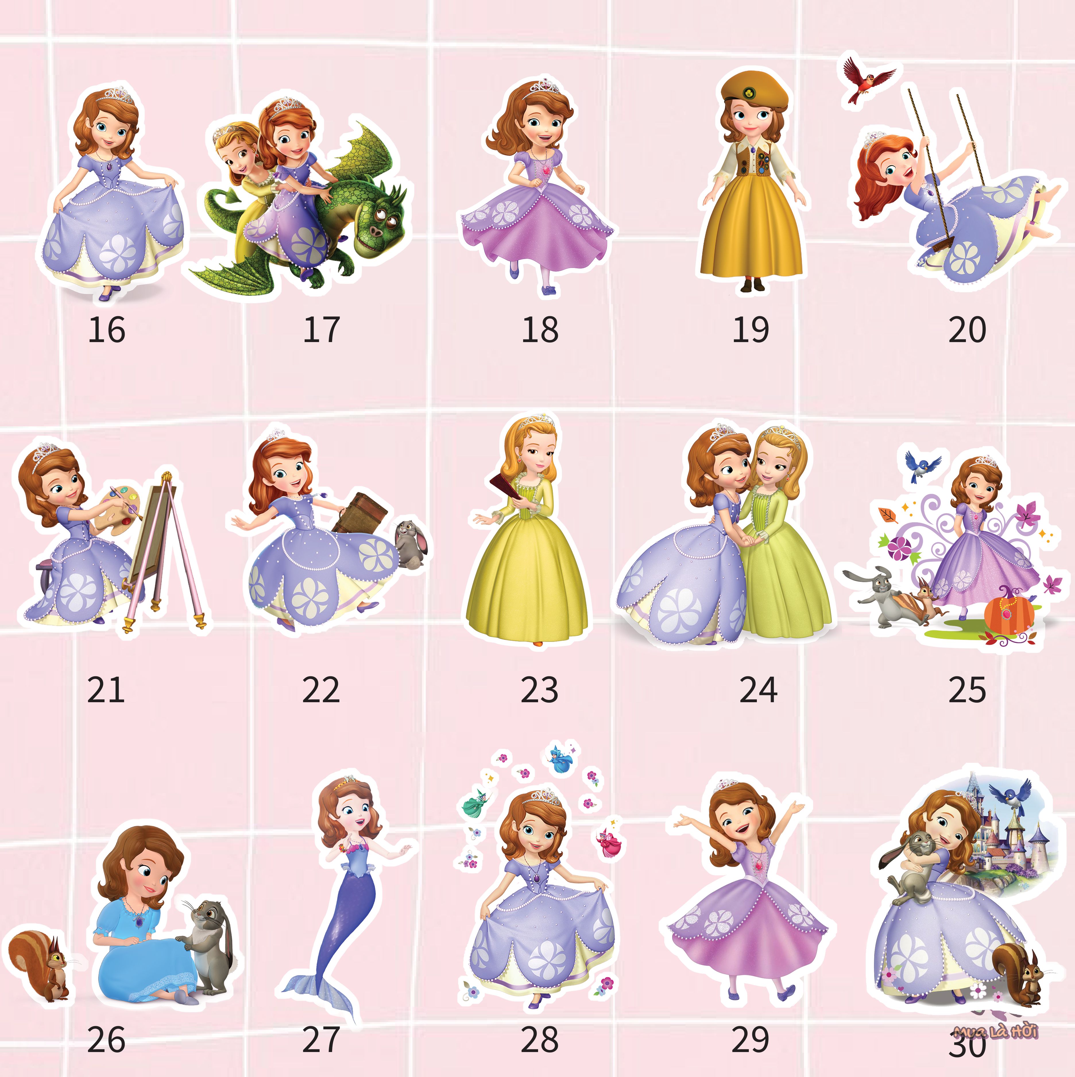 Miếng dán Stickers chủ đề Sofia đệ nhất