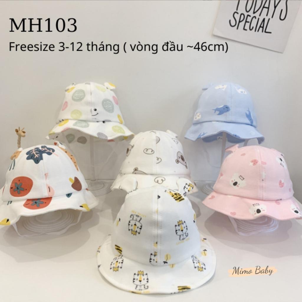 Mũ vải mềm tai bèo tai thú in họa tiết dễ thương cho bé MH103 Mimo Baby