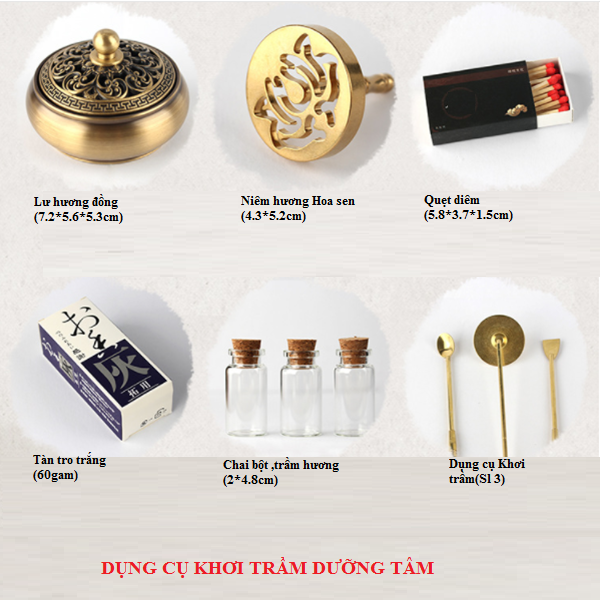Dụng cụ Khơi-Xông trầm-Dưỡng "Tâm" nguyên Bộ+Tặng 100g bột xông
