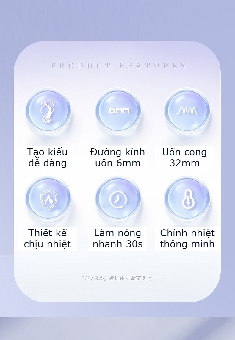 Máy uốn tóc tự xoay 360 độ cao cấp-Máy uốn tóc xoăn tự động chỉnh nhiệt thông mình, khuếch tán ion âm bảo vệ tóc-Máy uốn tóc xoay tự động 2 chiều đường kính 32mm, làm nóng 30s tạo kiểu phong cách