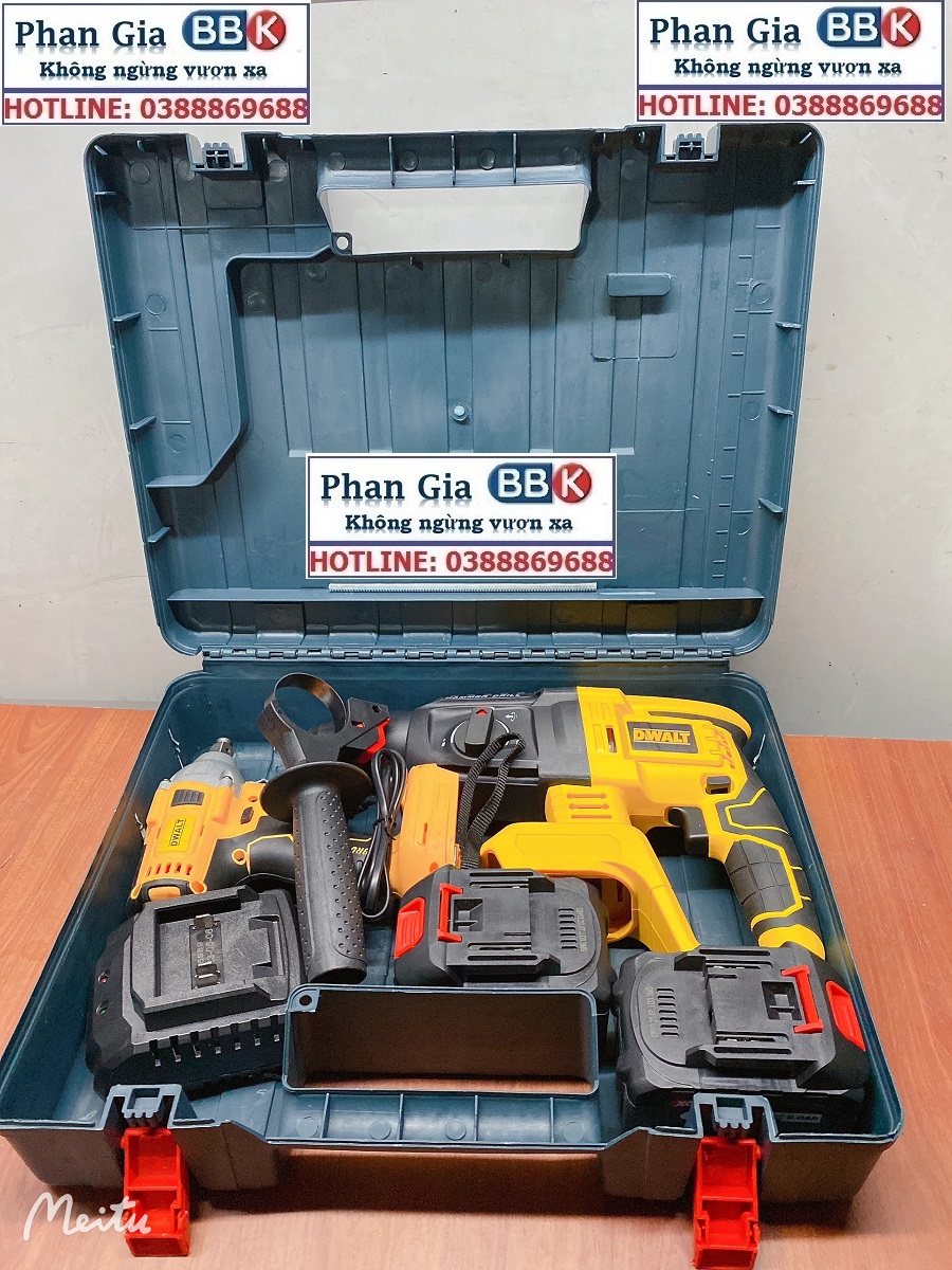 Bộ Combo Máy Khoan Đục Bê Tông Và Máy Siết Bulong - Bộ 2 Pin 15 Cell Động Cơ Từ Không Chổi Than - Bảo Hành 12 Tháng