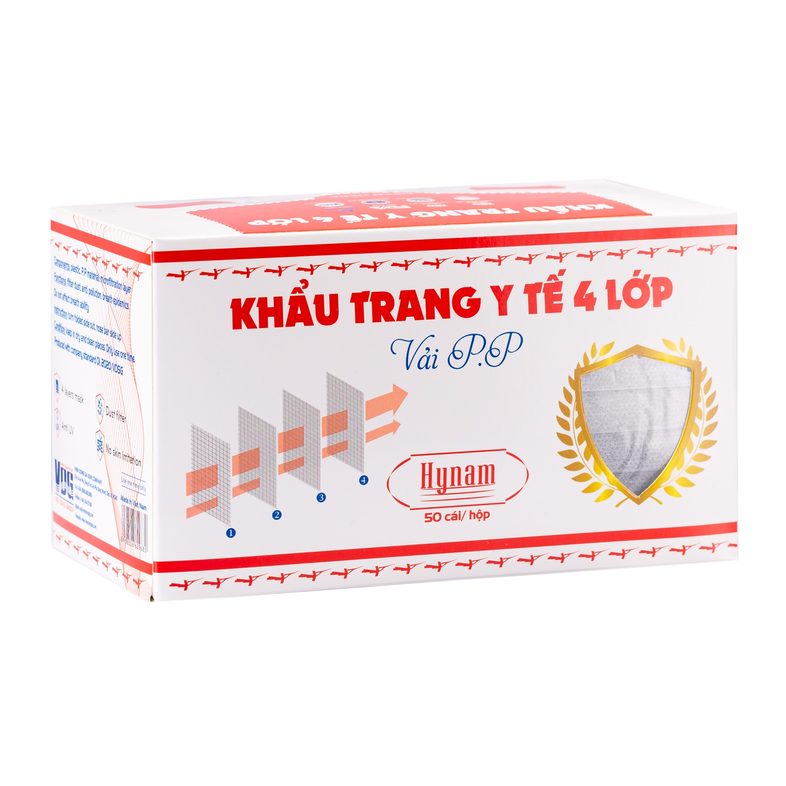 Khẩu trang y tế 4 lớp vải không dệt Hynam - (50 cái/ hộp) - Màu xám