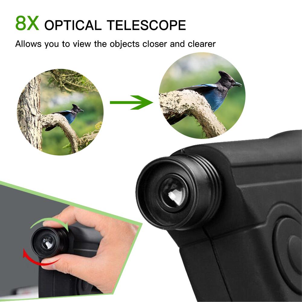 8X Monocular with Headphone Sound Amplifier Listening Device for Long Distance Birdwatching and Listening