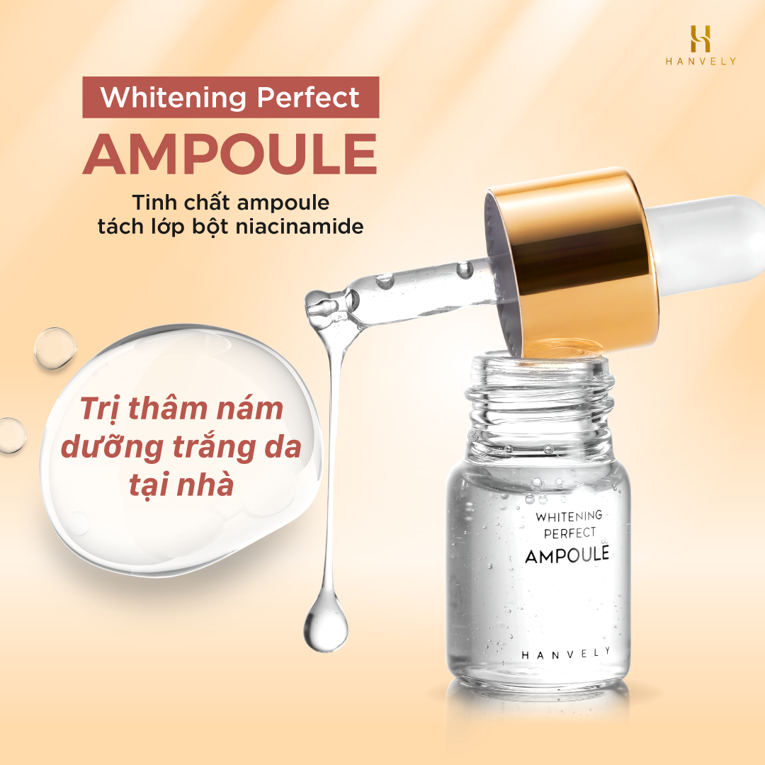 Tinh Chất Dưỡng Hanvely Whitening Perfect Ampoule dưỡng trắng, giảm nám, chống lão hóa 8.5 ml x 4 lọ